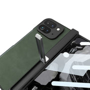 For Google Pixel 9 Pro Fold GKK Integrated Frosted Fold Hinge Leather Phone Case with Holder(Brown)