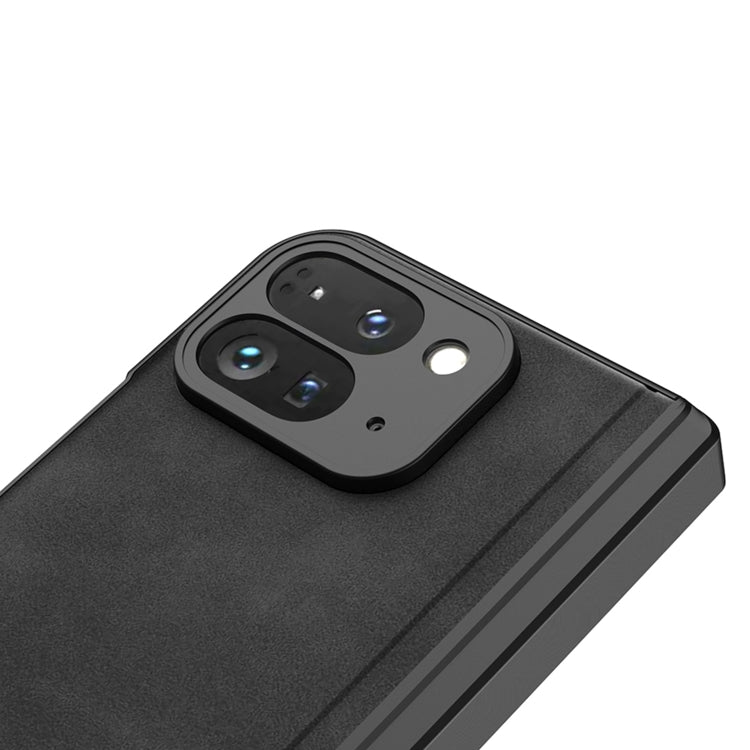 For Google Pixel 9 Pro Fold GKK Integrated Frosted Fold Hinge Leather Phone Case with Holder(Grey)