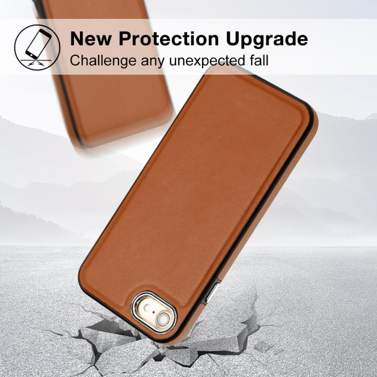 For iPhone SE 2022 / 6 / 7 / 8 / SE 2020 Leather Texture Full Coverage Phone Case(Brown)