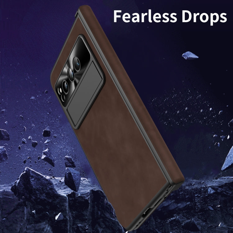 For Google Pixel Fold Napa Texture All-inclusive Phone Case(Coffee)
