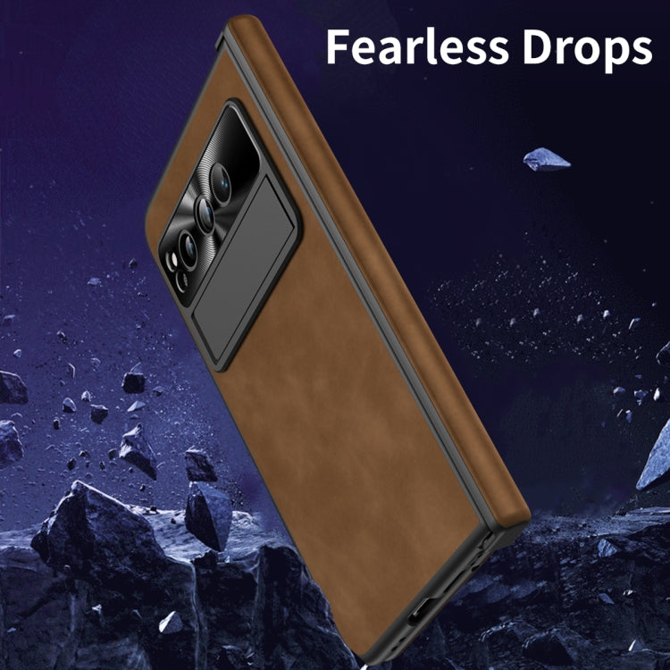 For Google Pixel Fold Napa Texture All-inclusive Phone Case(Brown)