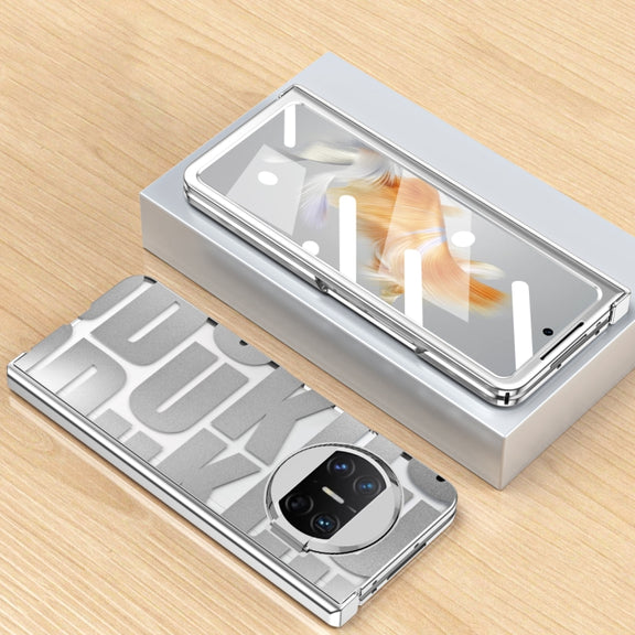 For Huawei Mate X3 Integrated Electroplating Folding Phone Case with Hinge(Silver)
