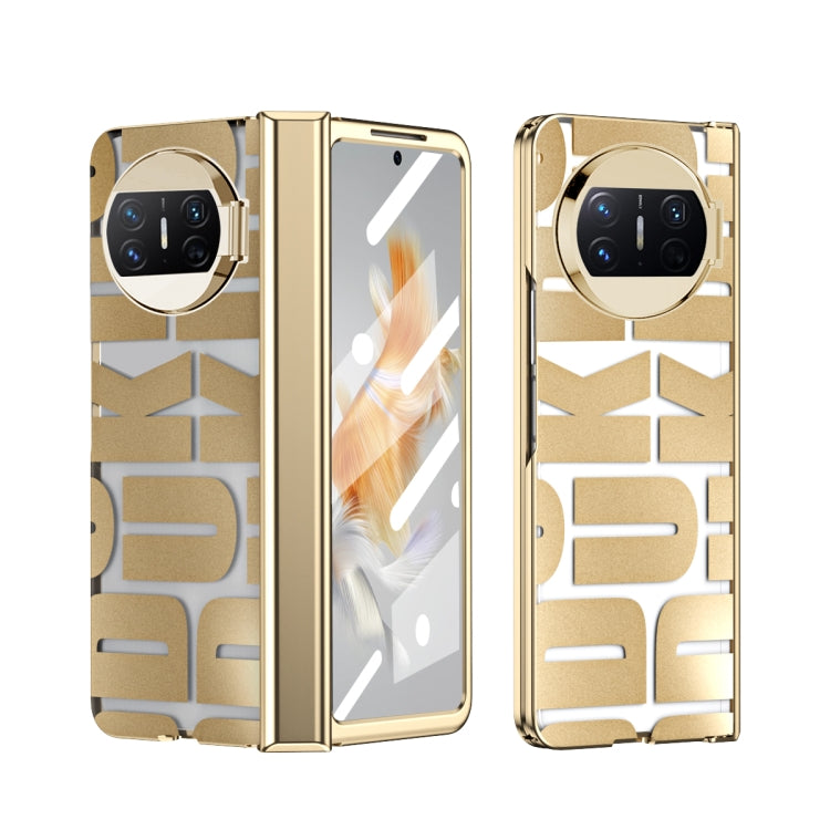For Huawei Mate X3 Integrated Electroplating Folding Phone Case with Hinge(Tyrant Gold)