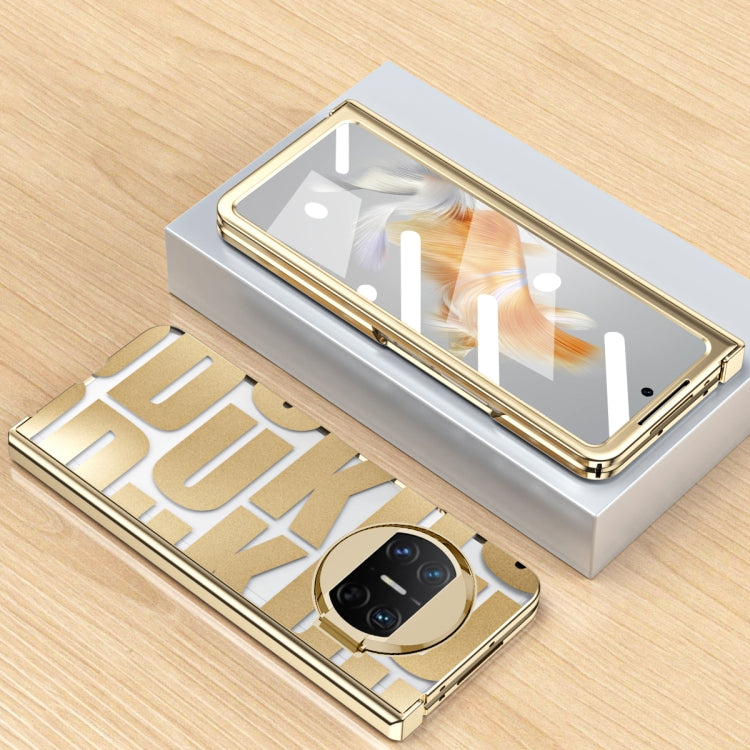 For Huawei Mate X3 Integrated Electroplating Folding Phone Case with Hinge(Tyrant Gold)