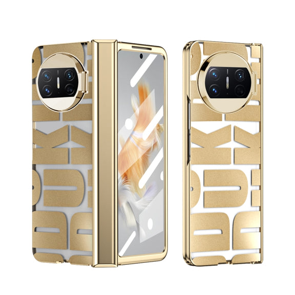 For Huawei Mate X3 Integrated Electroplating Folding Phone Case with Hinge(Tyrant Gold)