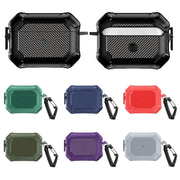 For AirPods Pro 2 Carbon Brazing Dimension TPU+PC Headphone Protective Cover with Switch Lock & Carabiner(Purple)