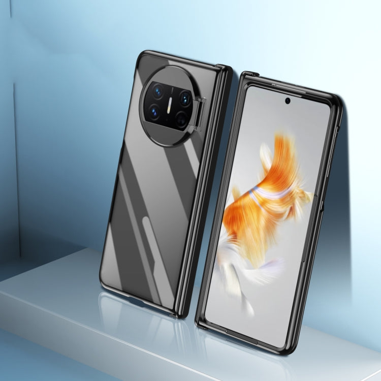 For Huawei Mate X3 Electroplating PC Folding Phone Case with Hinge(Black)