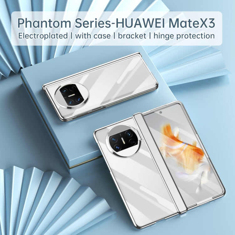 For Huawei Mate X3 Electroplating PC Folding Phone Case with Hinge(Black)
