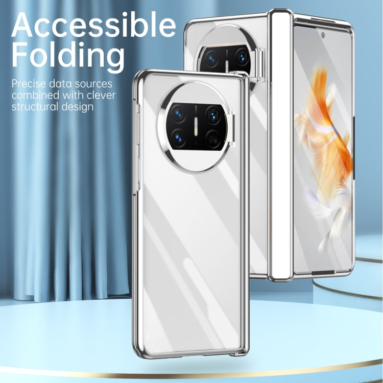 For Huawei Mate X3 Electroplating PC Folding Phone Case with Hinge(Black)