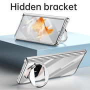 For Huawei Mate X3 Electroplating PC Folding Phone Case with Hinge(Black)