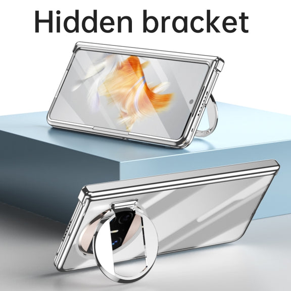 For Huawei Mate X3 Electroplating PC Folding Phone Case with Hinge(Black)