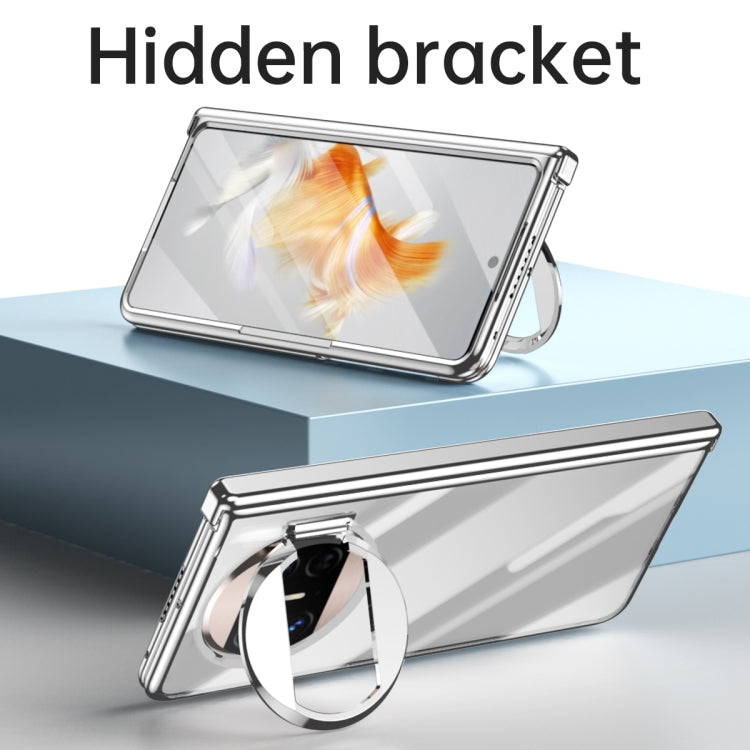 For Huawei Mate X3 Electroplating PC Folding Phone Case with Hinge(Black)