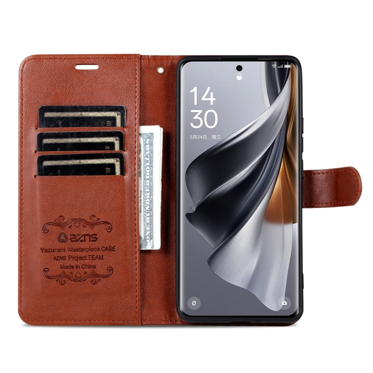 For Honor Magic6 AZNS Sheepskin Texture Flip Leather Phone Case(Brown)