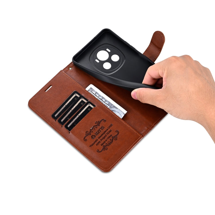 For Honor Magic6 AZNS Sheepskin Texture Flip Leather Phone Case(Brown)