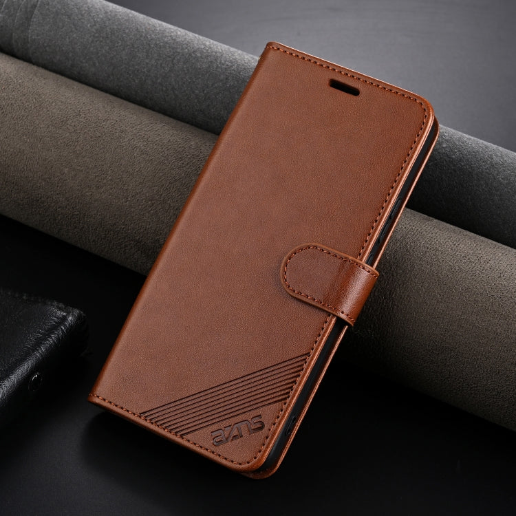For Honor Magic6 Pro AZNS Sheepskin Texture Flip Leather Phone Case(Brown)