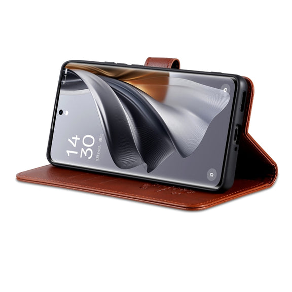 For Honor Magic6 Pro AZNS Sheepskin Texture Flip Leather Phone Case(Brown)