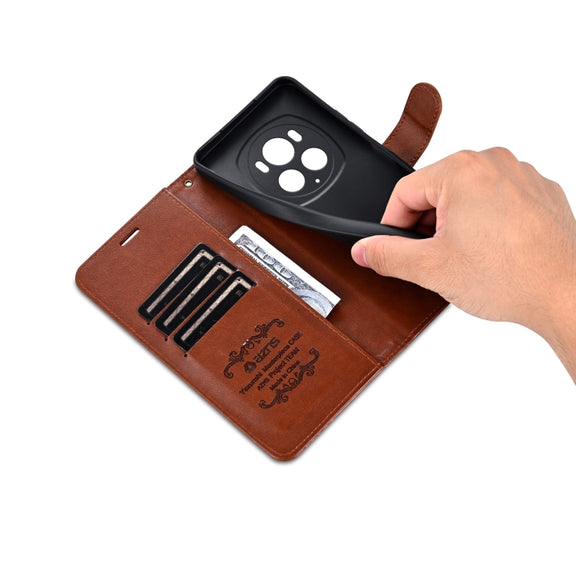For Honor Magic6 Pro AZNS Sheepskin Texture Flip Leather Phone Case(Brown)