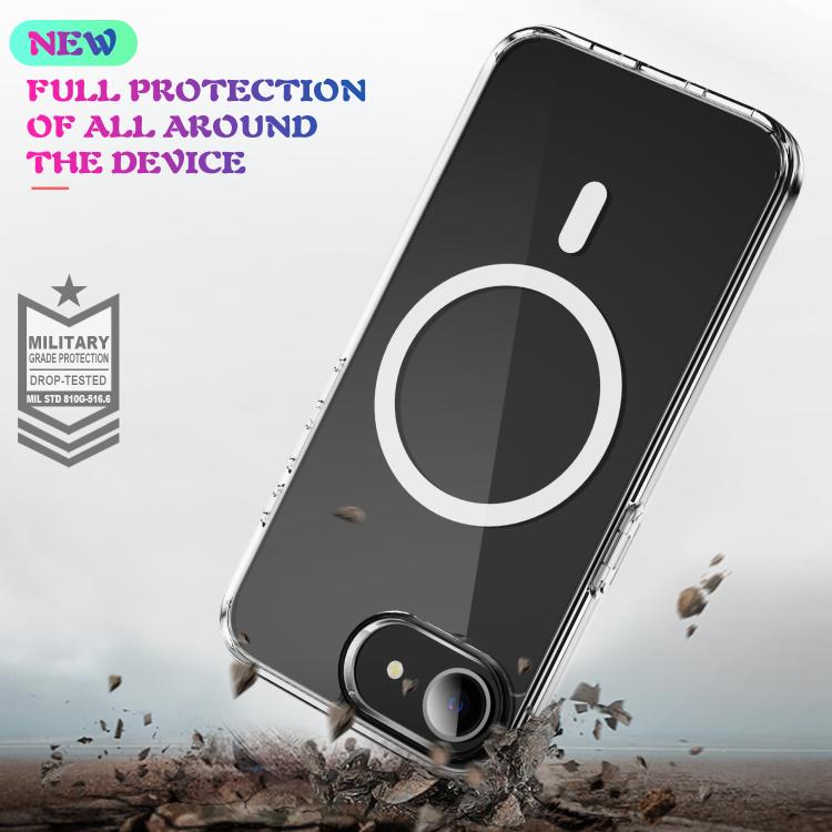 For iPhone 16e MagSafe Clear Acrylic PC +TPU Phone Case(Transparent)