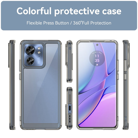 For Motorola Edge 40 Colorful Series Acrylic Hybrid TPU Phone Case(Transparent Grey)