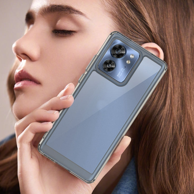 For Motorola Edge 40 Colorful Series Acrylic Hybrid TPU Phone Case(Transparent Grey)