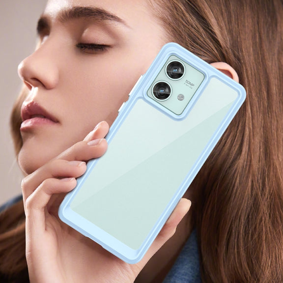 For Motorola Edge 40 Neo Colorful Series Acrylic Hybrid TPU Phone Case(Blue)