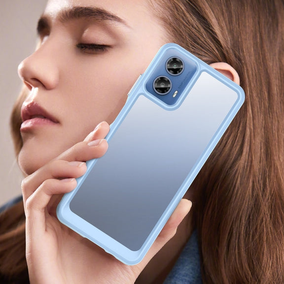 For Motorola Moto G34 Colorful Series Acrylic Hybrid TPU Phone Case(Blue)
