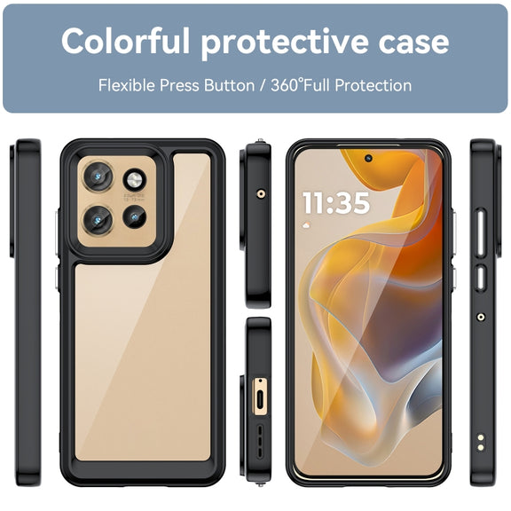 For Motorola Moto S50 Colorful Series Acrylic Hybrid TPU Phone Case(Black)