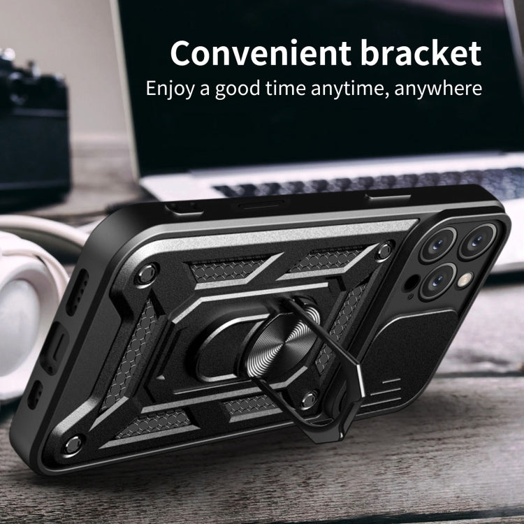 For iPhone 16 Pro Max Sliding Camera Cover Design TPU+PC Phone Case(Black)