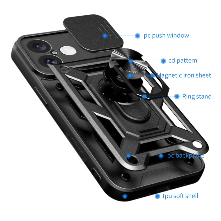 For iPhone 16 Sliding Camera Cover Design TPU+PC Phone Case(Gold)