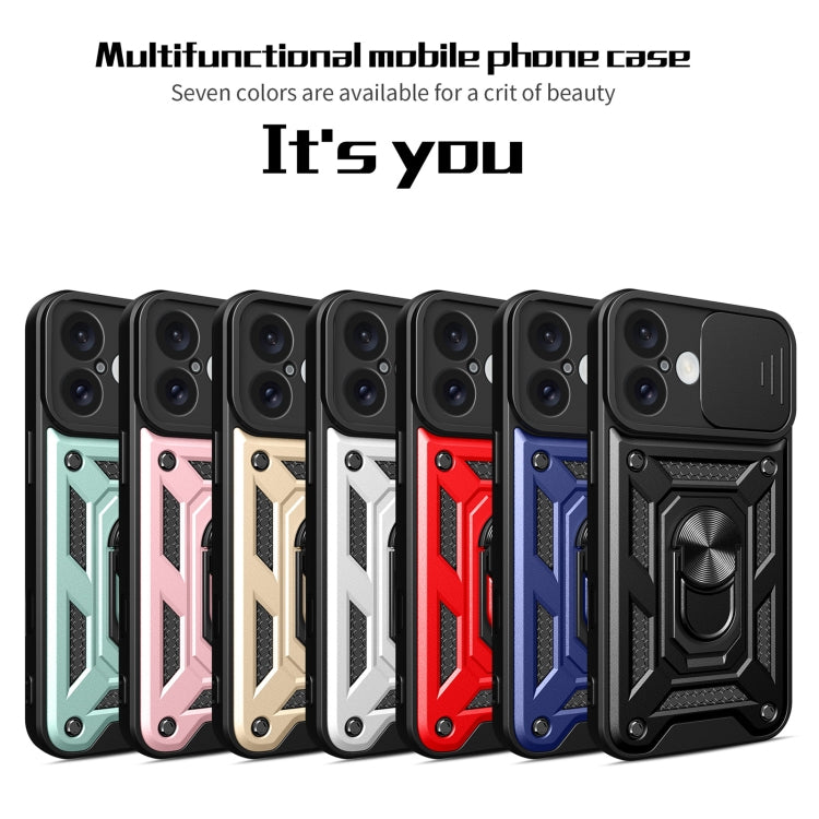For iPhone 16 Sliding Camera Cover Design TPU+PC Phone Case(Silver)
