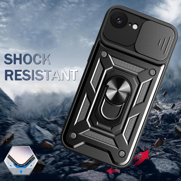 For iPhone 16e Sliding Camera Cover Design TPU+PC Phone Case(Green)
