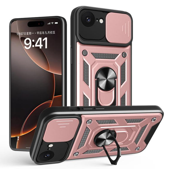 For iPhone 16e Sliding Camera Cover Design TPU+PC Phone Case(Rose Gold)