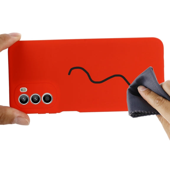 For Motorola Moto G71s 5G Pure Color Liquid Silicone Shockproof Phone Case(Red)