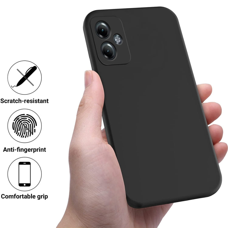 For Motorola Moto G14 Pure Color Liquid Silicone Shockproof Phone Case(Black)