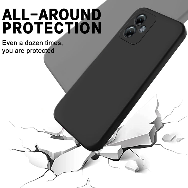 For Motorola Moto G14 Pure Color Liquid Silicone Shockproof Phone Case(Black)