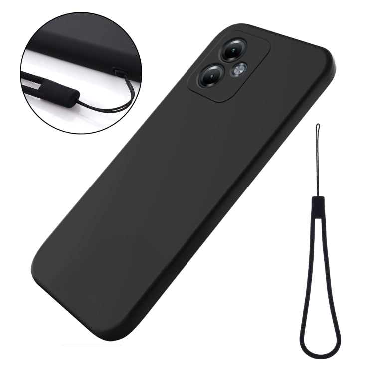 For Motorola Moto G14 Pure Color Liquid Silicone Shockproof Phone Case(Black)