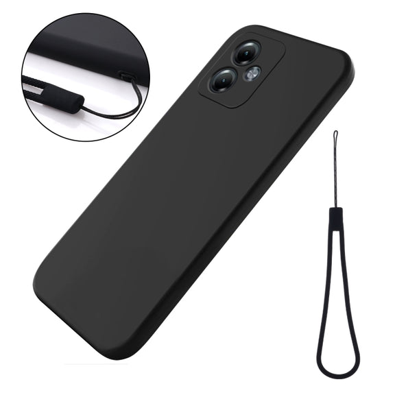 For Motorola Moto G14 Pure Color Liquid Silicone Shockproof Phone Case(Black)