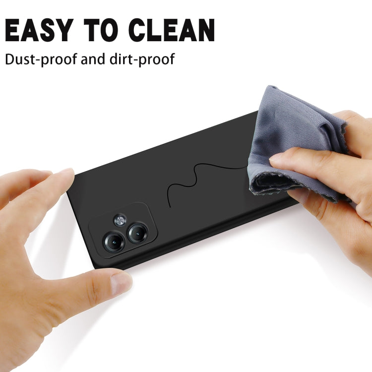 For Motorola Moto G14 Pure Color Liquid Silicone Shockproof Phone Case(Black)