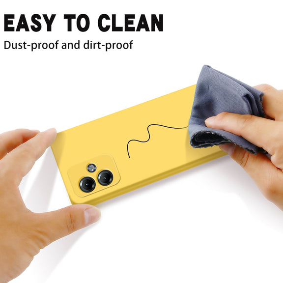 For Motorola Moto G14 Pure Color Liquid Silicone Shockproof Phone Case(Yellow)