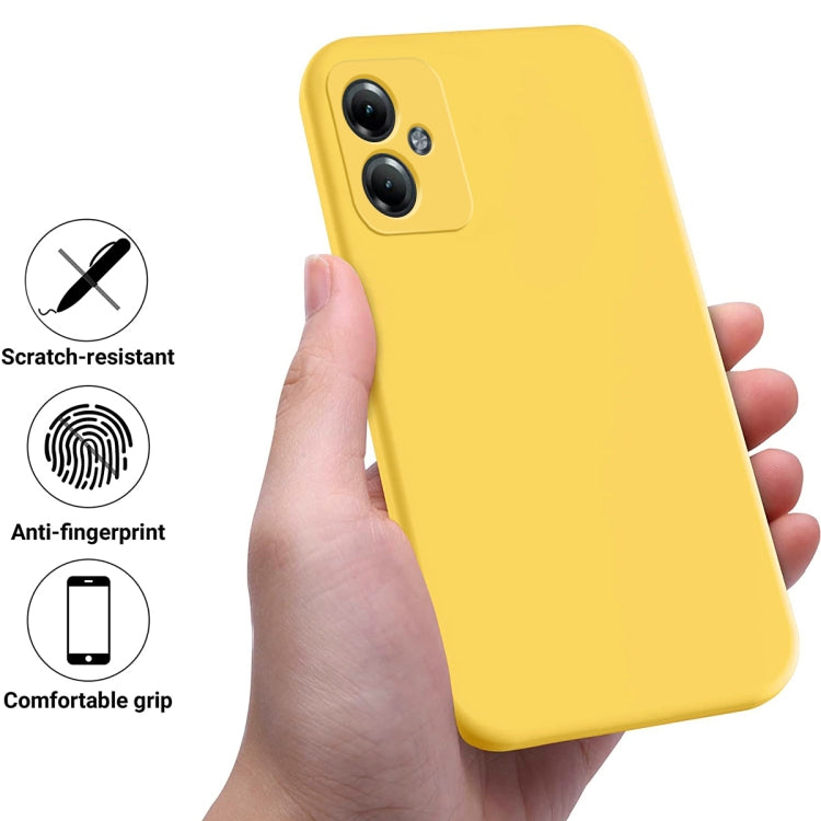 For Motorola Moto G54 Power Pure Color Liquid Silicone Shockproof Phone Case(Yellow)