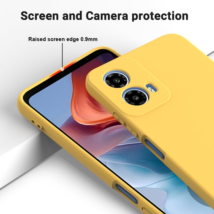 For Motorola Moto G34 Solid Color Liquid Silicone Dropproof Full Coverage Phone Case(Yellow)
