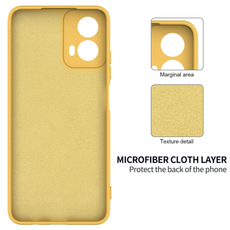 For Motorola Moto G34 Solid Color Liquid Silicone Dropproof Full Coverage Phone Case(Yellow)