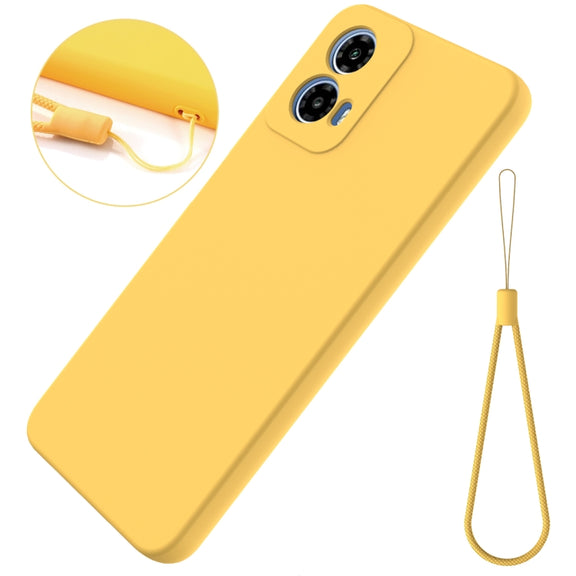 For Motorola Moto G34 Solid Color Liquid Silicone Dropproof Full Coverage Phone Case(Yellow)
