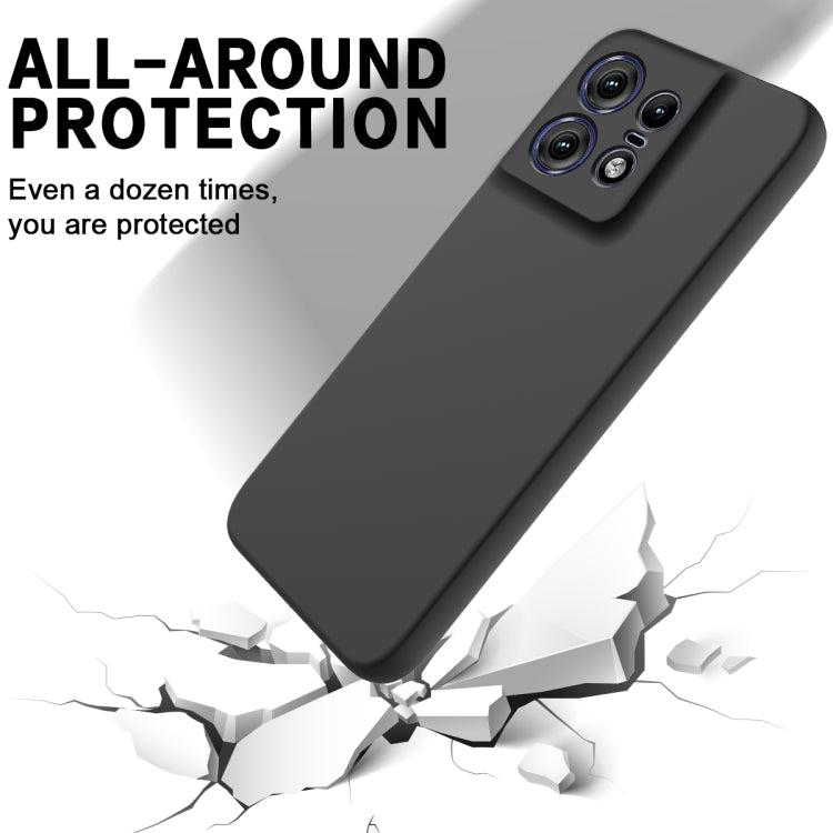 For Motorola Edge 50 Pro Solid Color Liquid Silicone Dropproof Full Coverage Phone Case(Black)