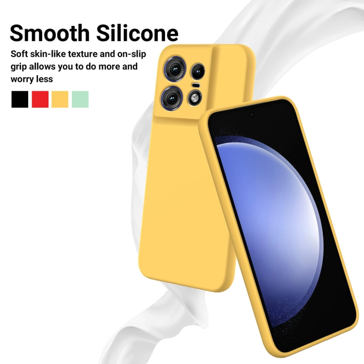 For Motorola Edge 50 Pro Pure Color Liquid Silicone Shockproof Phone Case(Yellow)