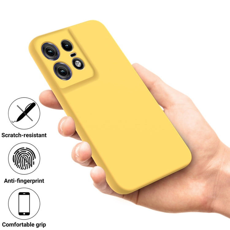 For Motorola Edge 50 Pro Pure Color Liquid Silicone Shockproof Phone Case(Yellow)