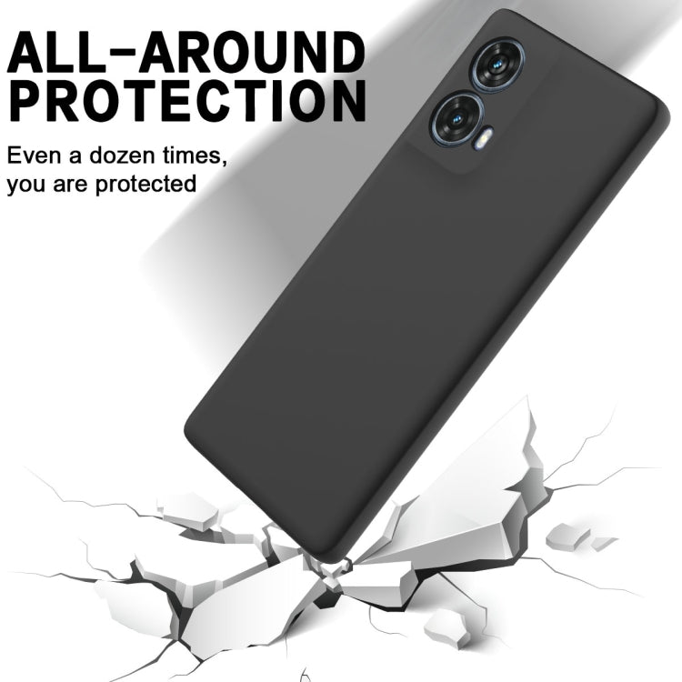 For Motorola Moto G85 Solid Color Liquid Silicone Dropproof Full Coverage Phone Case(Black)