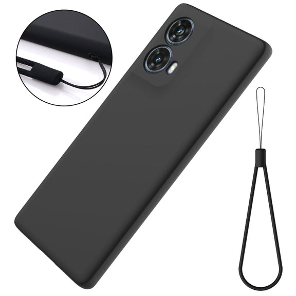 For Motorola Moto G85 Solid Color Liquid Silicone Dropproof Full Coverage Phone Case(Black)
