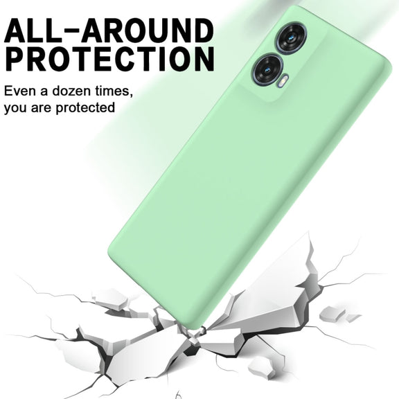 For Motorola Moto G85 Solid Color Liquid Silicone Dropproof Full Coverage Phone Case(Green)