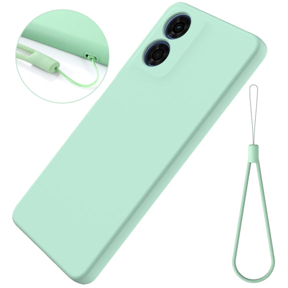 For Motorola Moto E14 Solid Color Liquid Silicone Dropproof Full Coverage Phone Case(Green)